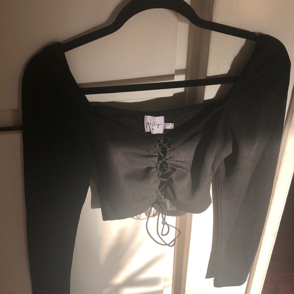 Princess Polly long sleeve black crop top
